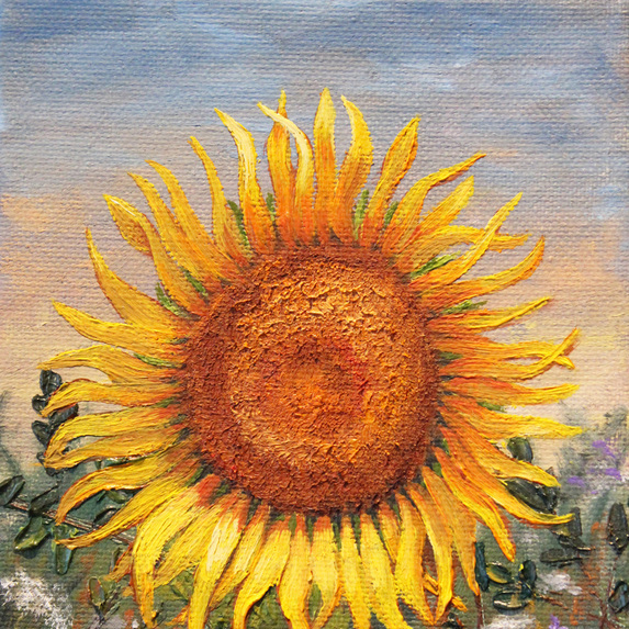 "Afternoon Sunflower" 5x7 Oil